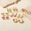Wholesale Jewelry Copper Daisy Dripping Oil Style Ladies Earrings And Hand Accessories Set