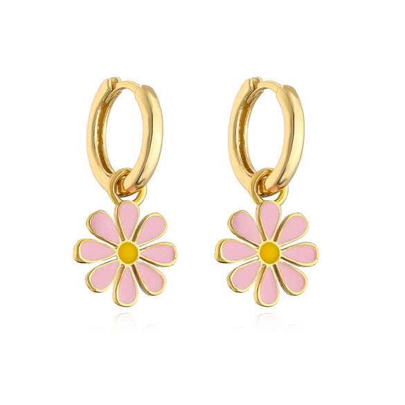 Wholesale Jewelry Copper Daisy Dripping Oil Style Ladies Earrings And Hand Accessories Set
