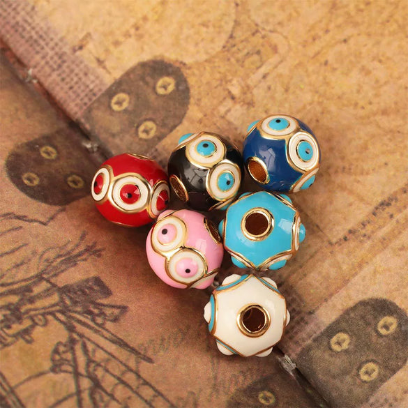 Wholesale Jewelry Copper Devil's Eye Geometric Electroplating Dripping Oil Beads Bracelet Anklet Accessories