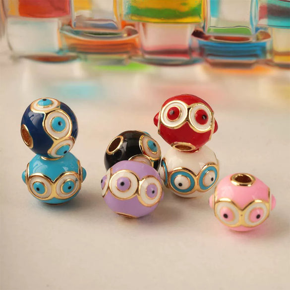 Wholesale Jewelry Copper Devil's Eye Geometric Electroplating Dripping Oil Beads Bracelet Anklet Accessories