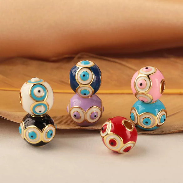 Wholesale Jewelry Copper Devil's Eye Geometric Electroplating Dripping Oil Beads Bracelet Anklet Accessories