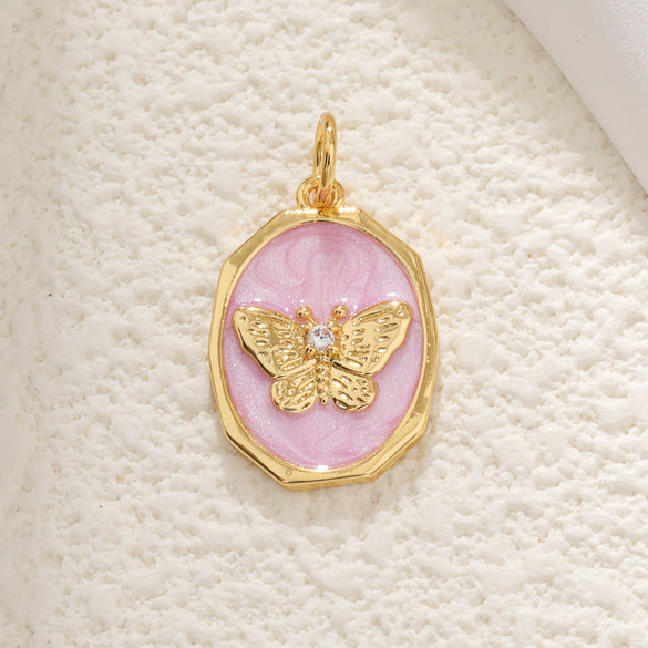 Wholesale Jewelry Copper Dripping Oil Irregular Purple Star Moon Cross Pendant Necklace