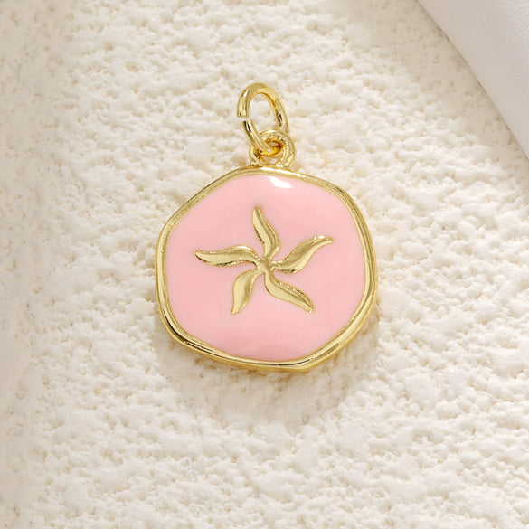 Wholesale Jewelry Copper Dripping Oil Irregular Purple Star Moon Cross Pendant Necklace