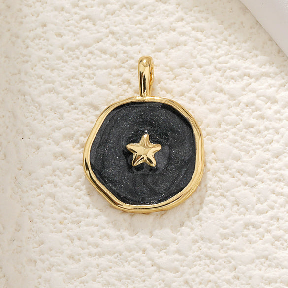 Wholesale Jewelry Copper Dripping Oil Irregular Purple Star Moon Cross Pendant Necklace