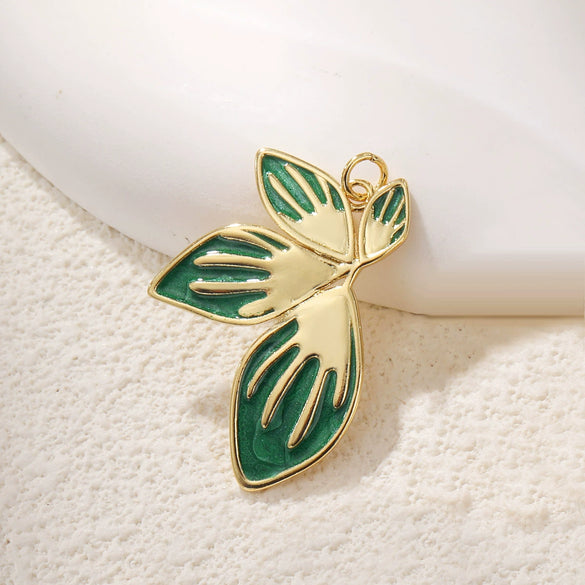Wholesale Jewelry Copper Dripping Oil Leaf Pendant Earrings Necklace Bracelet