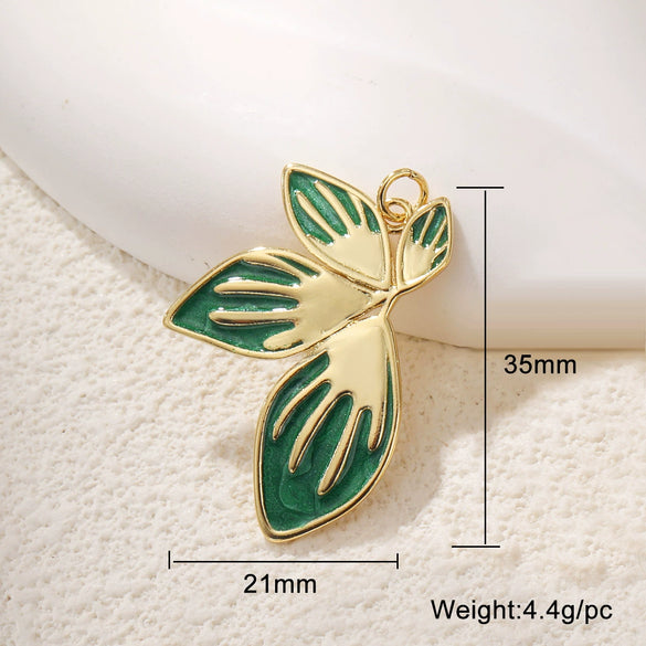 Wholesale Jewelry Copper Dripping Oil Leaf Pendant Earrings Necklace Bracelet