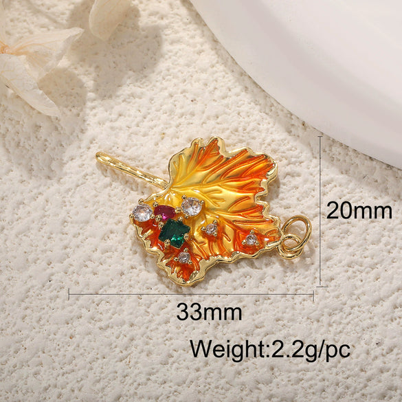 Wholesale Jewelry Copper Dripping Oil Leaf Pendant Earrings Necklace Bracelet