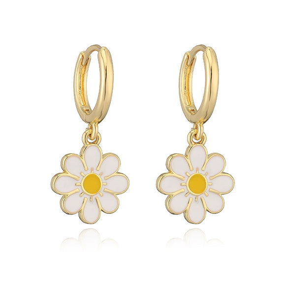 Wholesale Jewelry Copper Dripping Oil Plants Flowers Style Women's Earrings Necklace