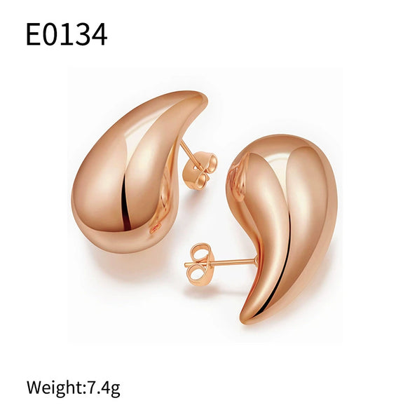 Wholesale Jewelry Copper Drop Shape Electroplated Hollow Three Dimensional Women's Earrings
