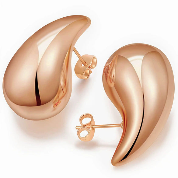 Wholesale Jewelry Copper Drop Shape Electroplated Hollow Three Dimensional Women's Earrings