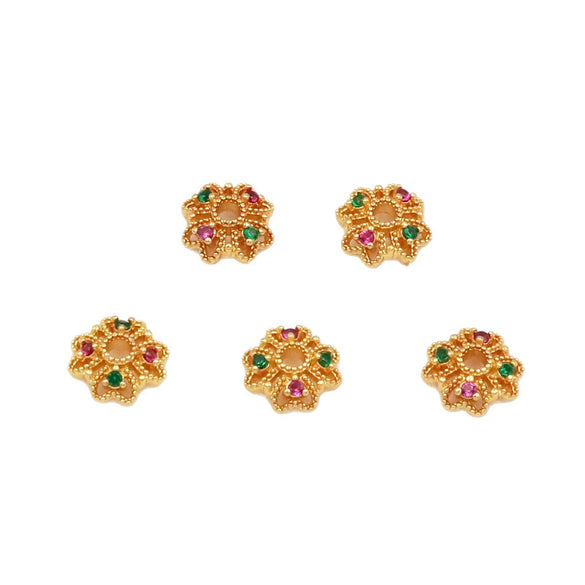 Wholesale Jewelry Copper Electroplated Cut Out Flower Holder Microencrusted Zircon Bracelet Flower Cap Accessories