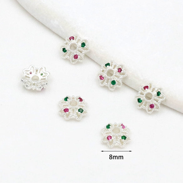 Wholesale Jewelry Copper Electroplated Cut Out Flower Holder Microencrusted Zircon Bracelet Flower Cap Accessories