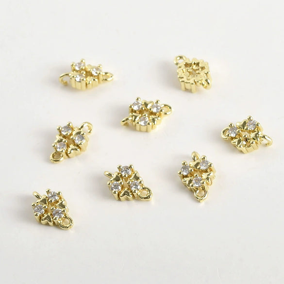 Wholesale Jewelry Copper Electroplated Four Leaf Flower Zircon Inlaid Pendant Bracelet Necklace Accessories