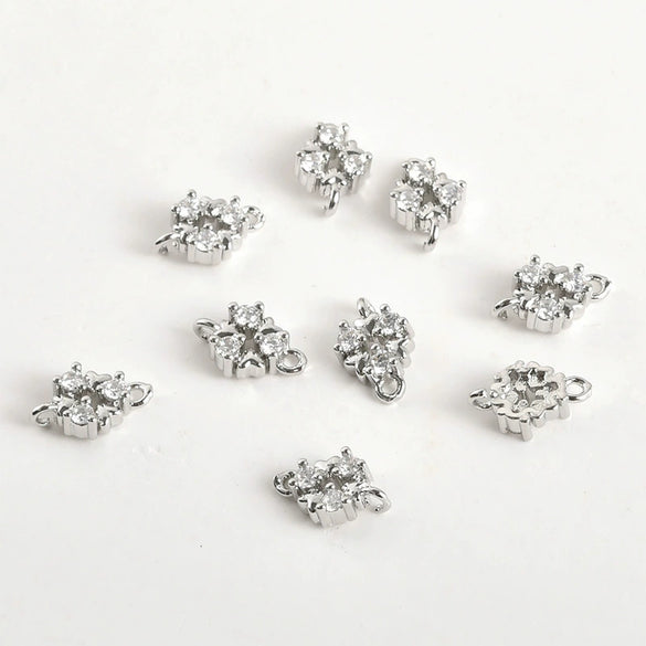 Wholesale Jewelry Copper Electroplated Four Leaf Flower Zircon Inlaid Pendant Bracelet Necklace Accessories