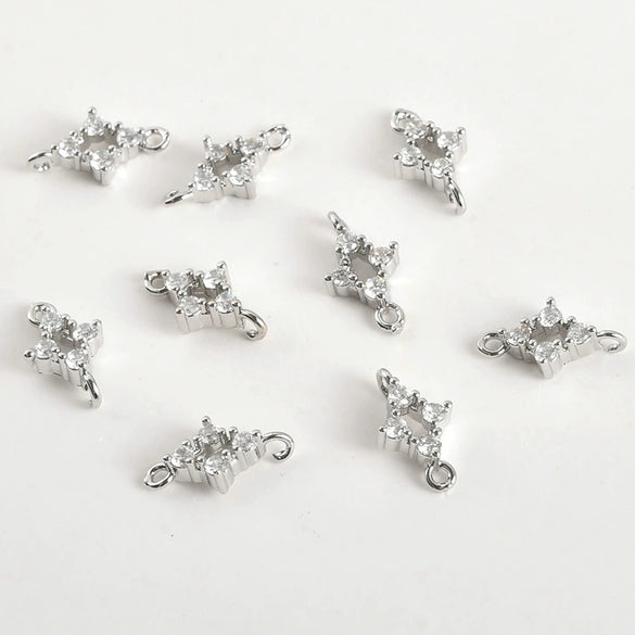 Wholesale Jewelry Copper Electroplated Four Leaf Flower Zircon Inlaid Pendant Bracelet Necklace Accessories