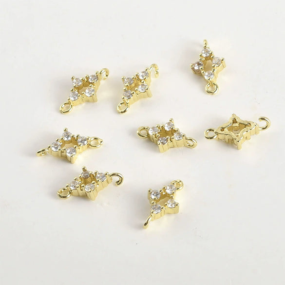 Wholesale Jewelry Copper Electroplated Four Leaf Flower Zircon Inlaid Pendant Bracelet Necklace Accessories