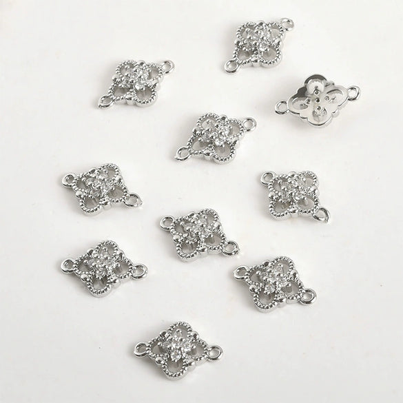 Wholesale Jewelry Copper Electroplated Four Leaf Flower Zircon Inlaid Pendant Bracelet Necklace Accessories