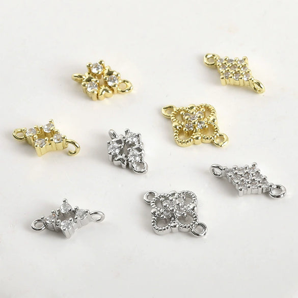 Wholesale Jewelry Copper Electroplated Four Leaf Flower Zircon Inlaid Pendant Bracelet Necklace Accessories