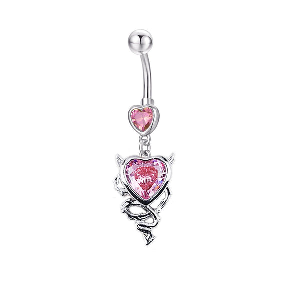 Wholesale Jewelry Copper Electroplated Heart Shaped Unisex Belly Button Ring Navel Nail Devil Nose Nail Lip Nail Breast Ring Earring With Animal Zodiac Pattern