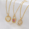 Wholesale Jewelry Copper Electroplated Heartshaped Love Lock Pendant Ochain Necklace For Women