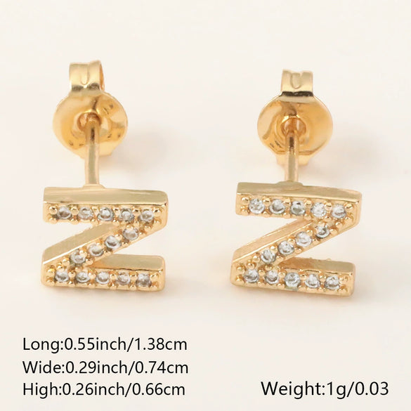 Wholesale Jewelry Copper Electroplated Inlaid Zircon English Letter Earrings
