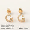 Wholesale Jewelry Copper Electroplated Inlaid Zircon English Letter Earrings
