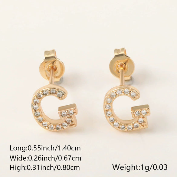 Wholesale Jewelry Copper Electroplated Inlaid Zircon English Letter Earrings