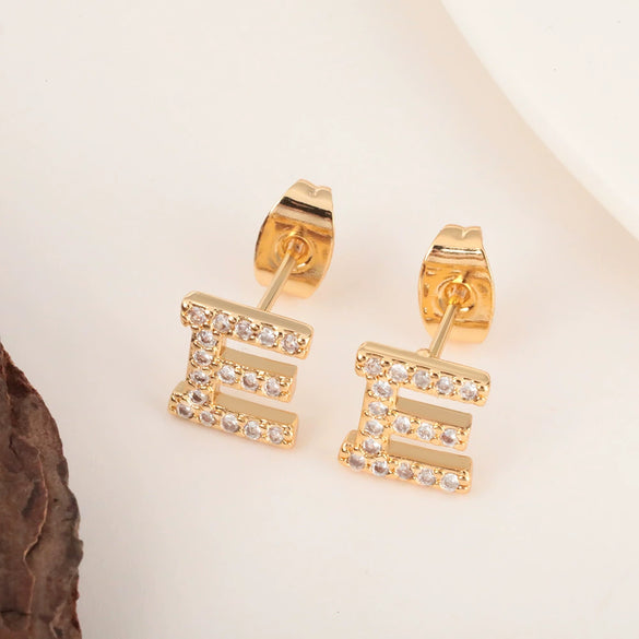 Wholesale Jewelry Copper Electroplated Inlaid Zircon English Letter Earrings