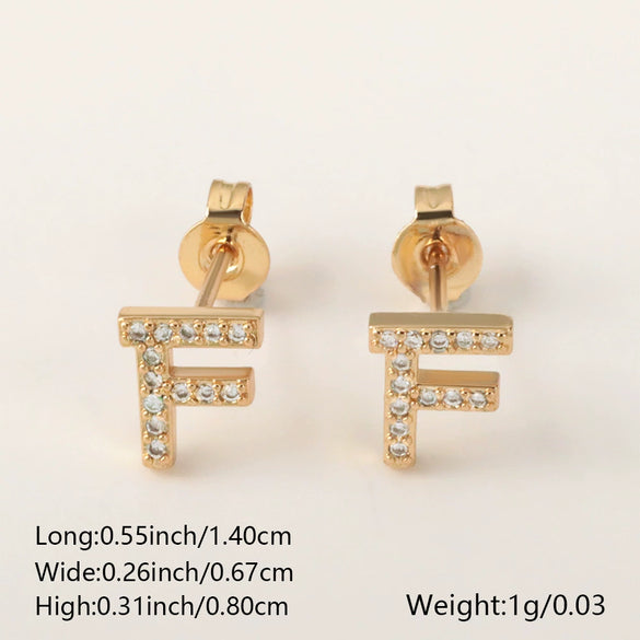 Wholesale Jewelry Copper Electroplated Inlaid Zircon English Letter Earrings