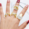 Wholesale Jewelry Copper Electroplated 18K Gold Geometric Love Open Ring Unisex