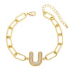 Wholesale Jewelry Copper Electroplated 18K Gold Zircon Letters Love Bracelet