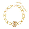 Wholesale Jewelry Copper Electroplated 18K Gold Zircon Letters Love Bracelet