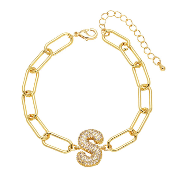 Wholesale Jewelry Copper Electroplated 18K Gold Zircon Letters Love Bracelet