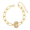 Wholesale Jewelry Copper Electroplated 18K Gold Zircon Letters Love Bracelet