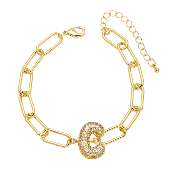 Wholesale Jewelry Copper Electroplated 18K Gold Zircon Letters Love Bracelet