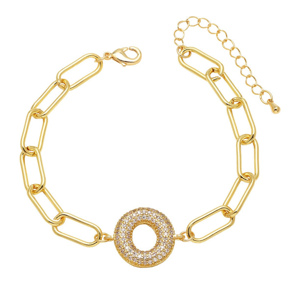 Wholesale Jewelry Copper Electroplated 18K Gold Zircon Letters Love Bracelet