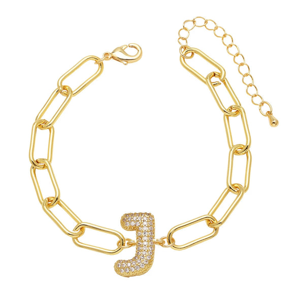 Wholesale Jewelry Copper Electroplated 18K Gold Zircon Letters Love Bracelet
