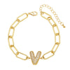 Wholesale Jewelry Copper Electroplated 18K Gold Zircon Letters Love Bracelet