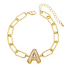 Wholesale Jewelry Copper Electroplated 18K Gold Zircon Letters Love Bracelet