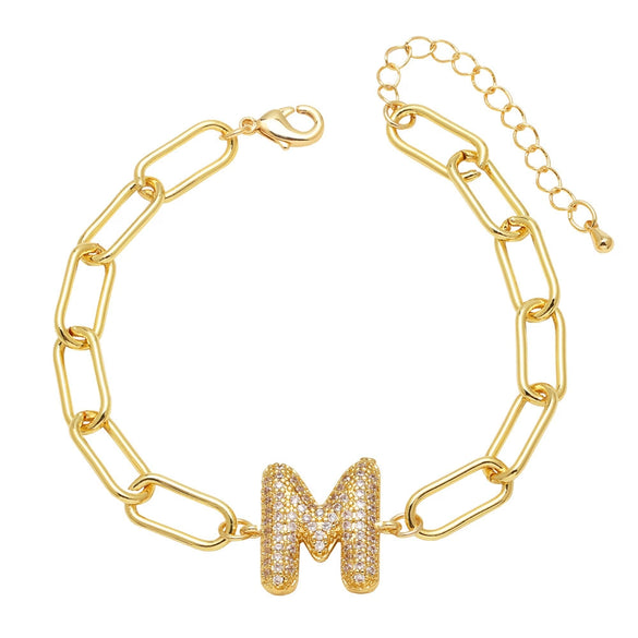 Wholesale Jewelry Copper Electroplated 18K Gold Zircon Letters Love Bracelet