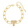 Wholesale Jewelry Copper Electroplated 18K Gold Zircon Letters Love Bracelet