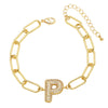Wholesale Jewelry Copper Electroplated 18K Gold Zircon Letters Love Bracelet
