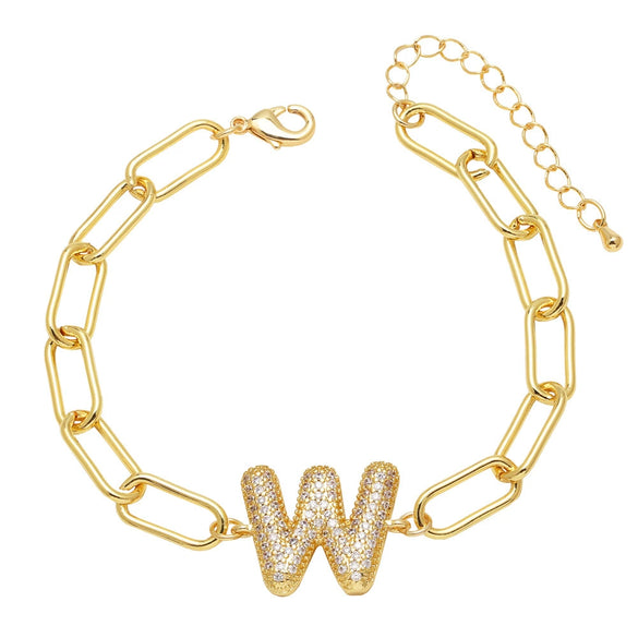 Wholesale Jewelry Copper Electroplated 18K Gold Zircon Letters Love Bracelet