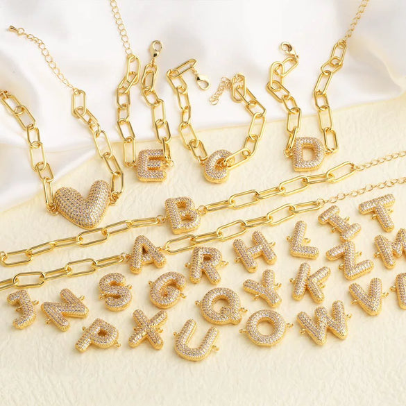 Wholesale Jewelry Copper Electroplated 18K Gold Zircon Letters Love Bracelet