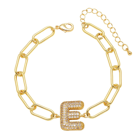 Wholesale Jewelry Copper Electroplated 18K Gold Zircon Letters Love Bracelet