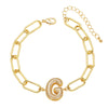 Wholesale Jewelry Copper Electroplated 18K Gold Zircon Letters Love Bracelet
