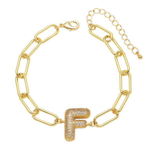 Wholesale Jewelry Copper Electroplated 18K Gold Zircon Letters Love Bracelet
