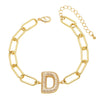 Wholesale Jewelry Copper Electroplated 18K Gold Zircon Letters Love Bracelet