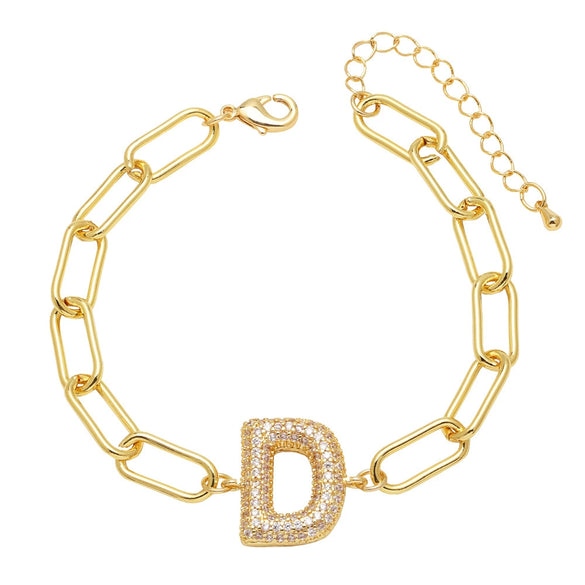 Wholesale Jewelry Copper Electroplated 18K Gold Zircon Letters Love Bracelet