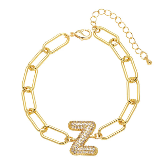 Wholesale Jewelry Copper Electroplated 18K Gold Zircon Letters Love Bracelet